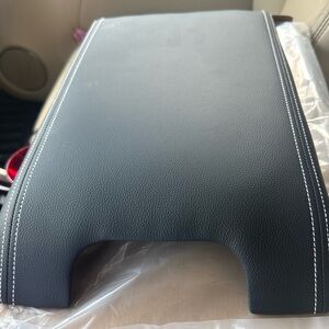 Black Leather Car Armrest Cover